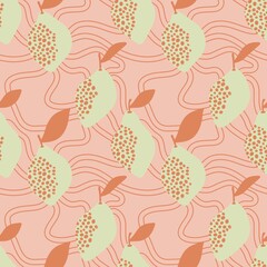 Cartoon summer fruit seamless lemon and polka dots pattern for wrapping paper and kids clothes print and fabrics