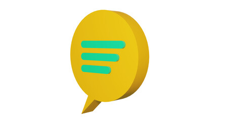 Png 3d render bubble chat with yellow color, round shape, and 3 blank space