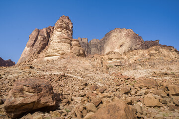 Fototapeta na wymiar Lawrences well, Wadi Rum Reserve, Jordan Desert