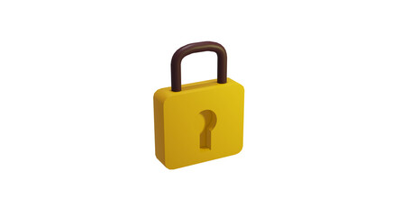 Png 3d render lock with yellow color