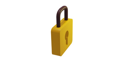Png 3d render lock with yellow color