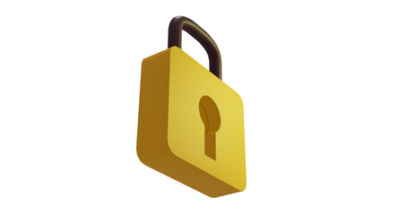 Png 3d render lock with yellow color
