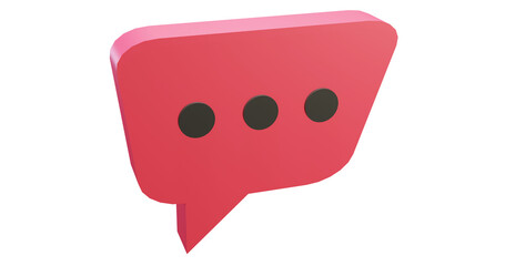 Png 3d render bubble chat with red color and 3 dot 
