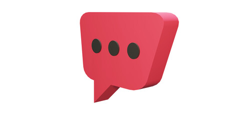 Png 3d render bubble chat with red color and 3 dot 