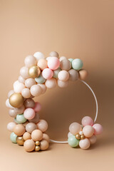 Photo Studio. Pink and white Ballons Ballons garlands
Background



