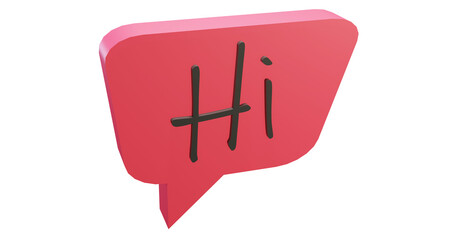 Png 3d render bubble chat with red color and text hi