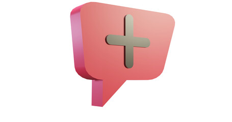 Png 3d render bubble chat with red color and plus sign 