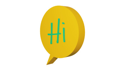 Png 3d render bubble chat with yellow color and hi text