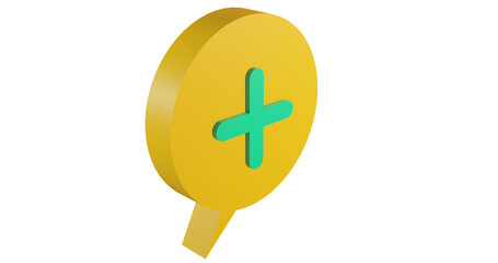 Png 3d render bubble chat with yellow color and plus sign