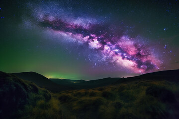 Fototapeta na wymiar Aurora and Milky Way Galaxy.