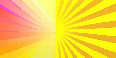 Obraz premium Vintage bright yellow background with sun rays consisting of two different parts. Generative ai.
