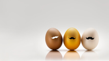 three easter eggs with mustache