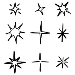 Doodle sketch style of sparkles symbols drawn illustration for concept design.