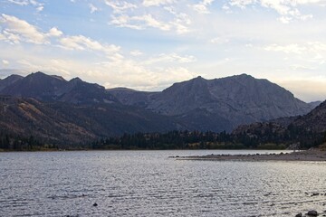 Day's end falls on June Lake in California's Eastern Sierra