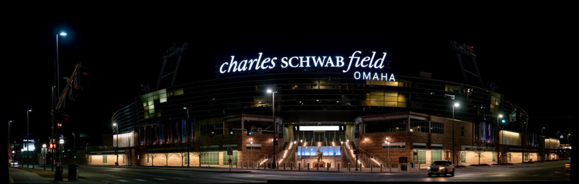 Omaha, Nebraska, USA - 3.2023 - Charles Schwab baseball field, location of the college world series. 
