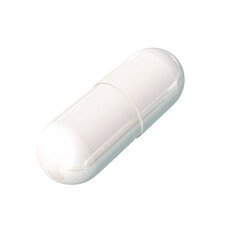 White capsule pill Isolated . Mock up realistic pill,copy space,top view . 3D Rendering