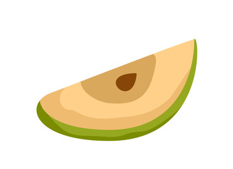Slice of apple. Fresh and tasty, ripe fruit. Healthy food and breakfast, vegetarian diet and proper nutrition. Harvest, agriculture and farming. Cartoon flat vector illustration
