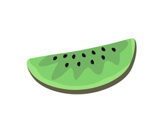 Slice of kiwi. Fresh and tasty fruit. Vitamins and useful elements. Tasty breakfast from menu or restaurant. Template, layout and mock up. Cartoon flat vector illustration