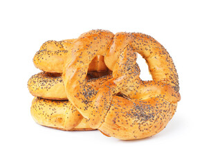 Tasty pretzels isolated on white background