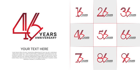 set of anniversary logotype red and black color for special celebration event