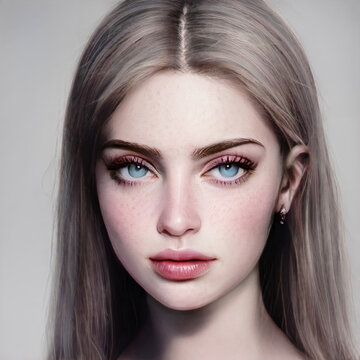 Portrait of a blue eyed girl with an exposed ear
