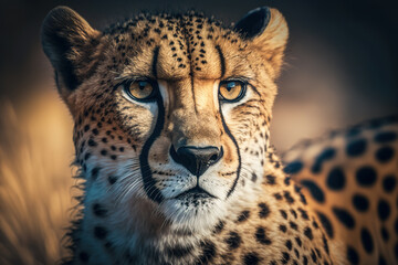 Generative AI. Portrait of a cheetah. Illustration.