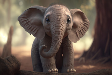 Fototapeta na wymiar The Charm of Fluffy Elephants: An Irresistible Delight for Animal Lovers