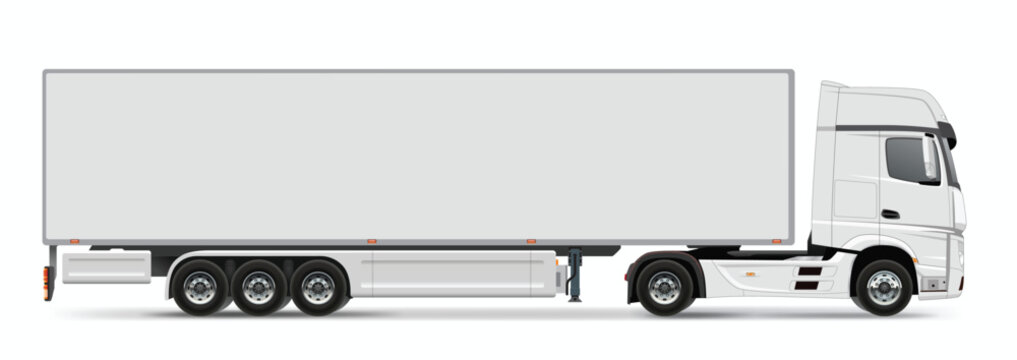 trailer truck side view design isolated white background element vector