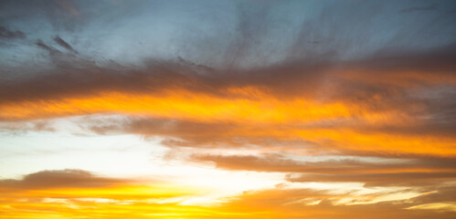 Amazing yellow clouds on a sunse