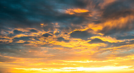 Amazing yellow clouds on a sunse