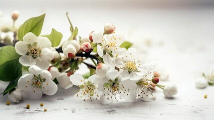 Spring background. Macro shot of fruit tree flowers. Generative ai