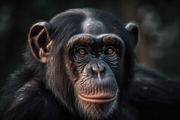 Face of a chimpanzee. Generative AI