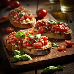 Italian Toast Delight: Classic Bruschetta with Mozzarella, Parmesan, and Balsamic Vinegar, GENERATIVE AI