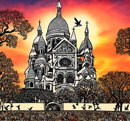 Le Sacre Coeur, Montmartre, Cut Paper Art
