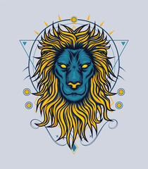 Awesome Lion with ornament illustration design