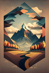 Fototapeta na wymiar posters landscape with mountains 