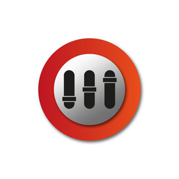 Sliders on the button. Thin line vector. Vector illustration.