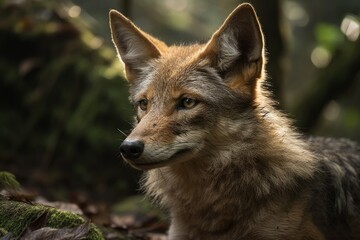 Naklejka na ściany i meble Sikkim, India, Tibetan Wolf, Canis lupus filchneri. Generative AI