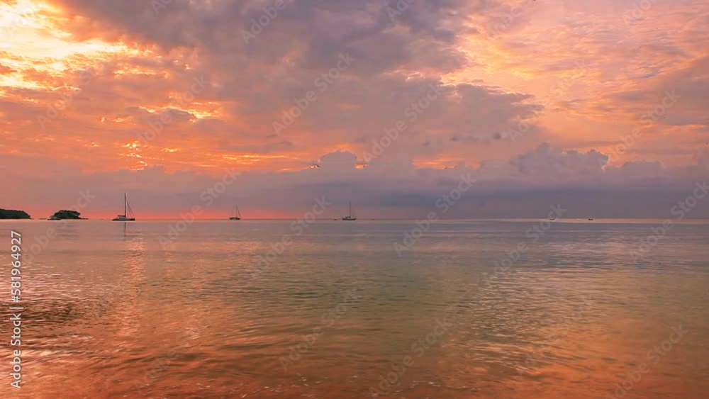 Wall mural Tropical beach at sunset.