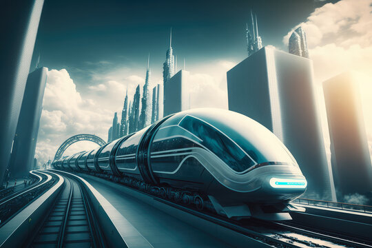 Rapid Transportation Network in Futuristic City, generative ai