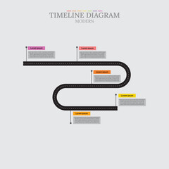 business template info graphics, black road diagram with a modern touch, presentation info graphics