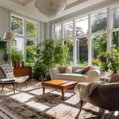 Spring living room created with generative AI