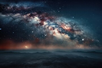 Fototapeta premium Milky way galaxy with star and space dust in the universe and deep planet night sky background. Generative AI