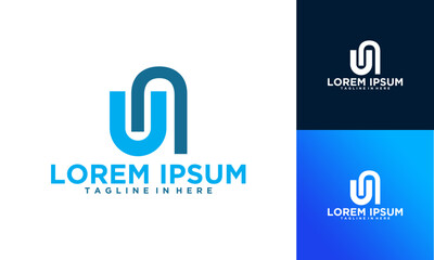 U initial and abstract logo set icon