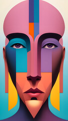 Abstract Pastel Head Eyes Lines Background Wallpaper Generative AI illustration