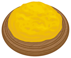 Mamaliga Traditional Romanian and Moldovan Dish on a Wooden Board Hand-Drawn Illustration