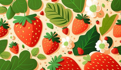 Quirky and Cute Hand-Drawn Strawberry Pattern