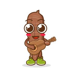 vector illustration of cassava mascot or character playing guitar