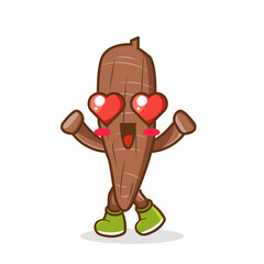 vector illustration of cassava mascot or character with love eye