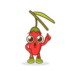 Cartoon Illustration of a Happy goji berry Pointing Up With Finger